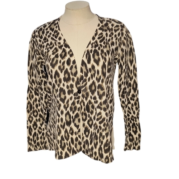 Chico's Long Sleeve Animal Print Cardigan Size 0 (US Size S) - Picture 1 of 8